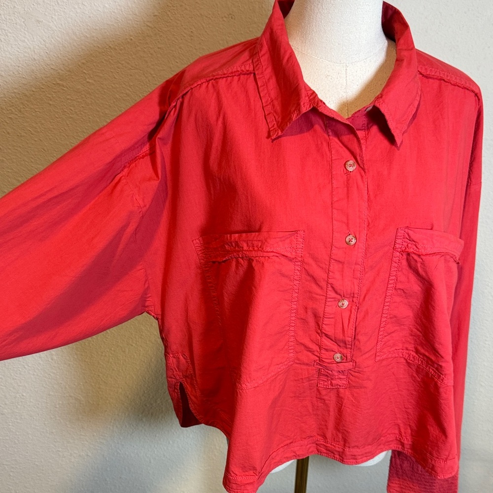 Pilcro Anthropologie Back Split Oversized Cotton Shirt size Large - Picture 5 of 16